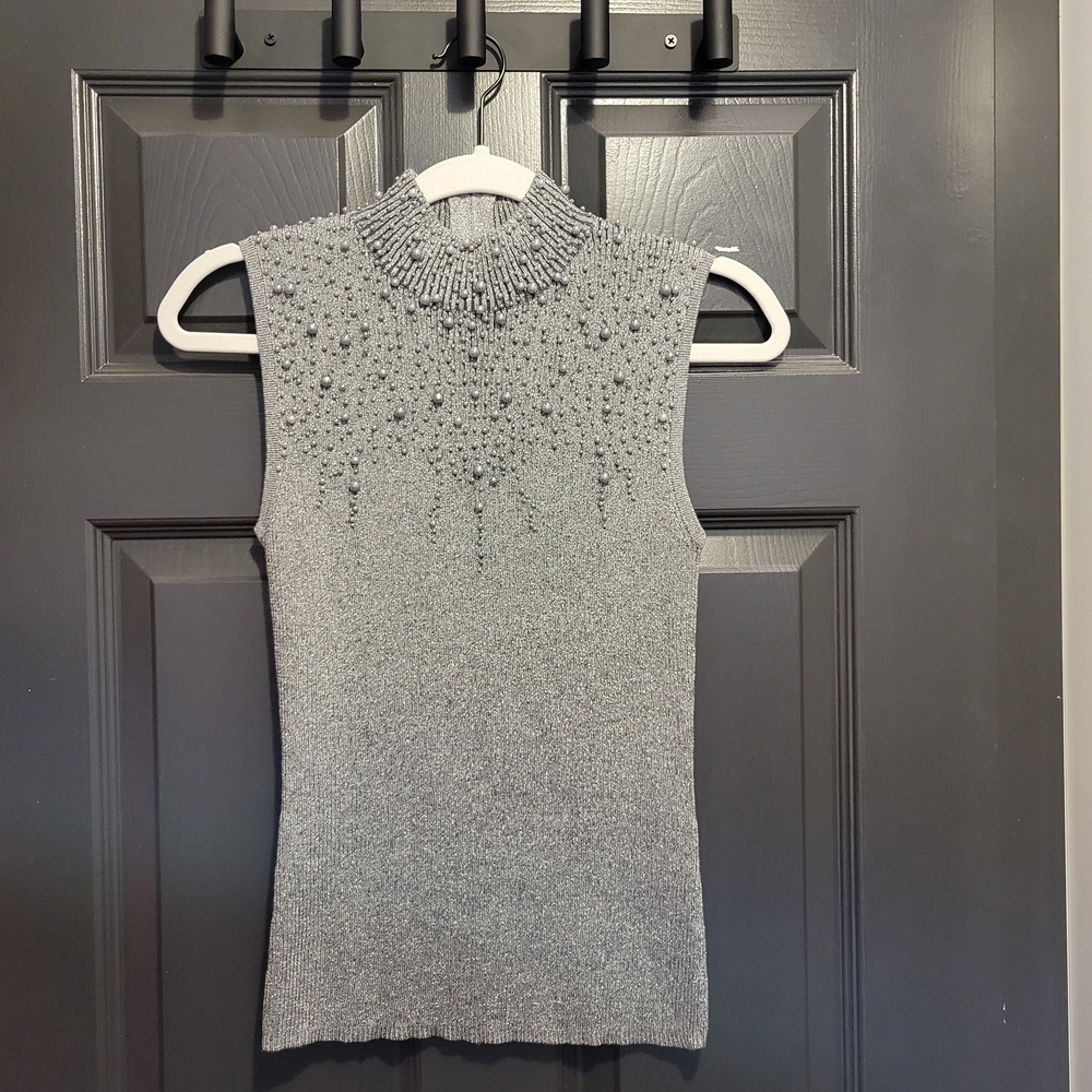 Lauren Michelle Fitted Gray Ribbed Tank Top